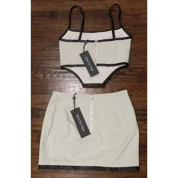 White Fox Top Bustier Mini Skirt Bottom Set Women's Size Small NWT - Picture 2 of 2